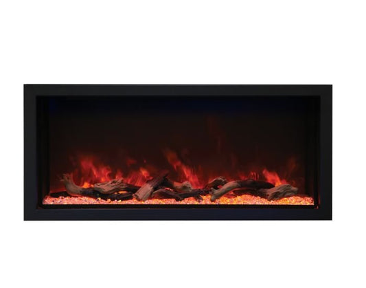Studio view of the AGA Rayburn extra tall insert electric fire with red flames and log set