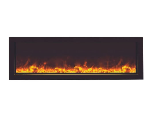 Studio view of the AGA Rayburn slim insert electric fire with yellow flames