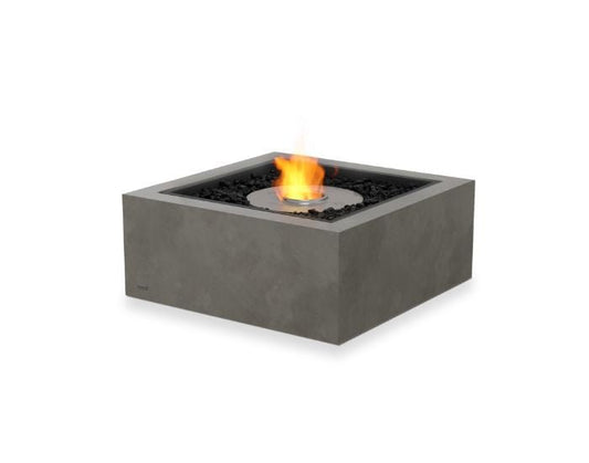 Studio view of the EcoSmart Fire Base 30 Bioethanol Fire Pit Table in the colour natural with a stainless steel burner 