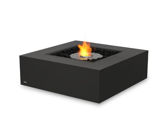 Studio view of the EcoSmart Fire Base 40 Bioethanol Fire Pit Table in the colour graphite with a stainless steel burner