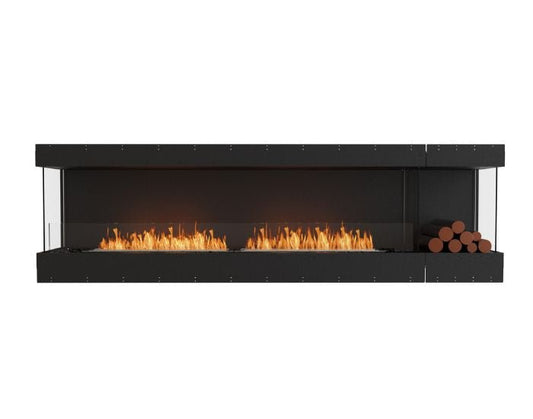 Studio front view of the EcoSmart Fire Flex 104BY.BXR Bay Fireplace Insert with flaps
