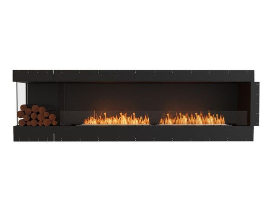 Studio front view of the EcoSmart Fire Flex 104LC.BXL Left Corner Fireplace Insert  with flaps