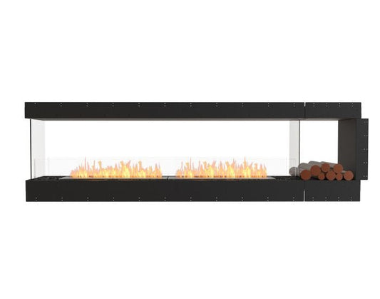 Studio front view of the EcoSmart Fire Flex 104PN.BXR Peninsula Fireplace Insert with flaps