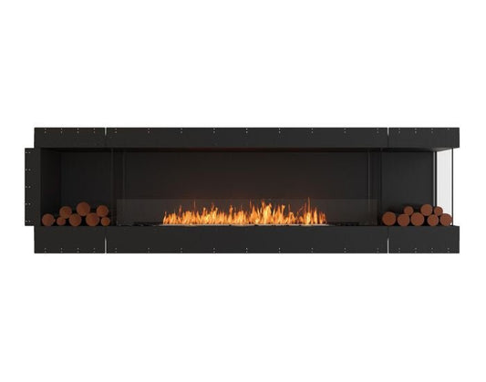 Studio front view of the EcoSmart Fire Flex 104RC.BX2 Right Corner Fireplace Insert with flaps