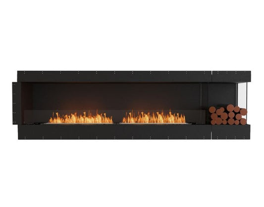 Studio front view of the EcoSmart Fire Flex 104RC.BXR Right Corner Fireplace Insert with flaps