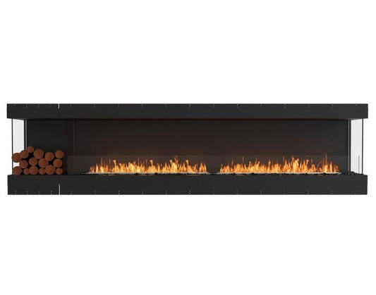 Studio front view of the EcoSmart Fire Flex 122BY.BXL Bay Fireplace Insert with flaps
