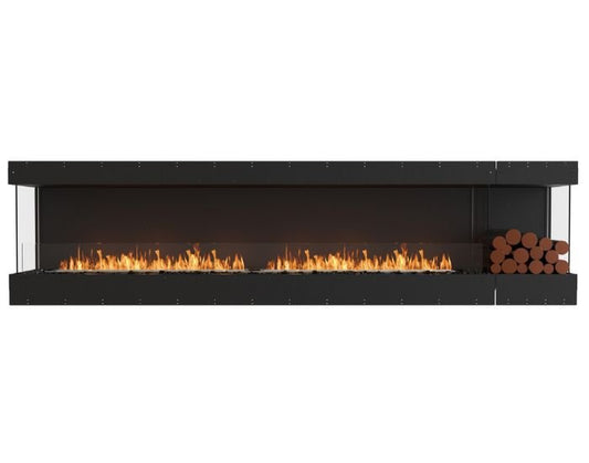 Studio front view of the EcoSmart Fire Flex 122BY.BXR Bay Fireplace Insert with flaps