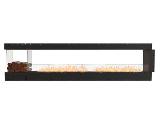 Studio front view of the EcoSmart Fire Flex 122PN.BXL Peninsula Fireplace Insert with flaps
