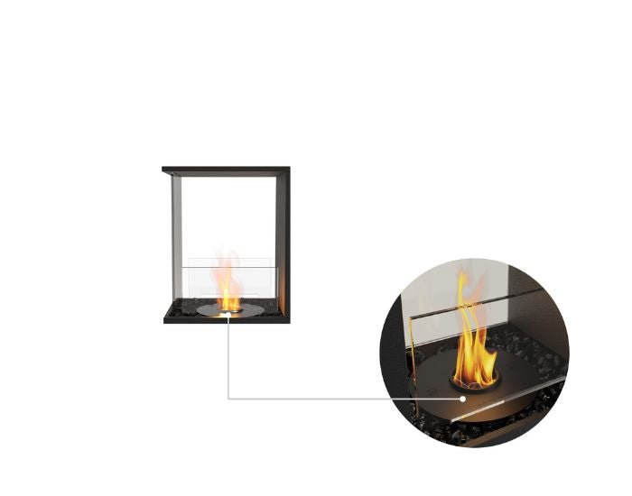 Studio front view of the EcoSmart Fire Flex 18PN Peninsula Fireplace Insert zoomed in