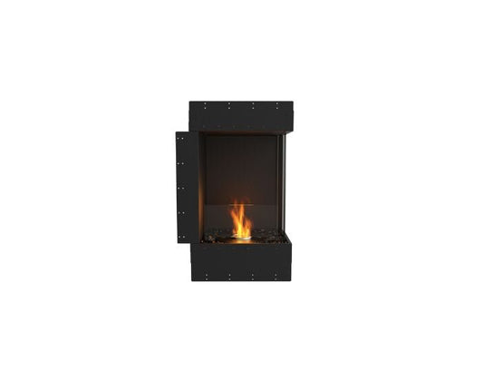 Studio front view of the EcoSmart Fire Flex 18RC Right Corner Fireplace Insert with flaps