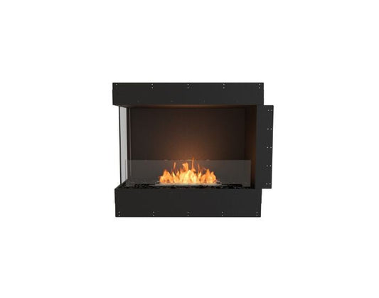 Studio front view of the EcoSmart Fire Flex 32LC Left Corner Fireplace Insert with flaps