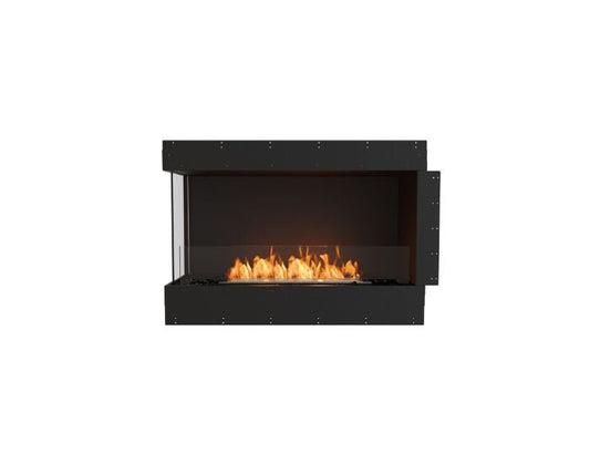 Studio front view of the EcoSmart Fire Flex 42LC Left Corner Fireplace Insert with flaps