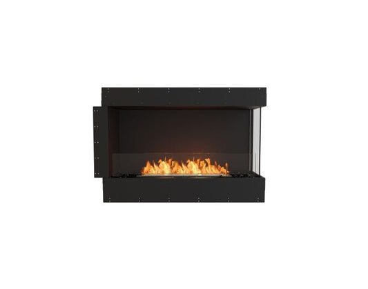 Studio front view of the EcoSmart Fire Flex 42RC Right Corner Fireplace Insert with flaps