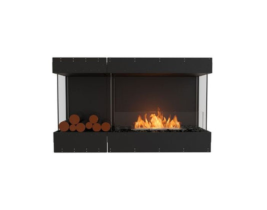 Studio front view of the EcoSmart Fire Flex 50BY.BXL Bay Fireplace Insert with flaps