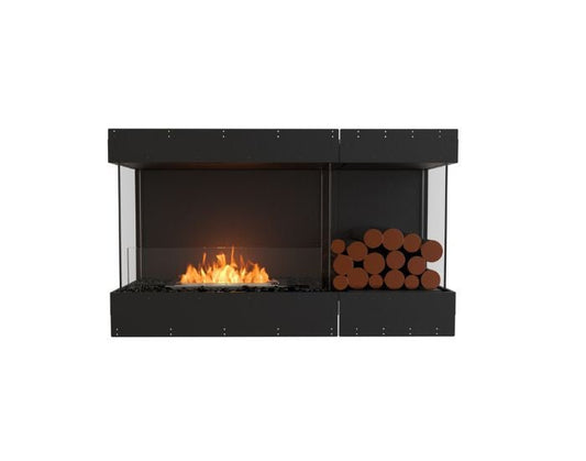Studio front view of the EcoSmart Fire Flex 50BY.BXR Bay Fireplace Insert with flaps