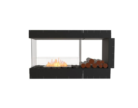 Studio front view of the EcoSmart Fire Flex 50PN.BXR Peninsula Fireplace Insert with flaps