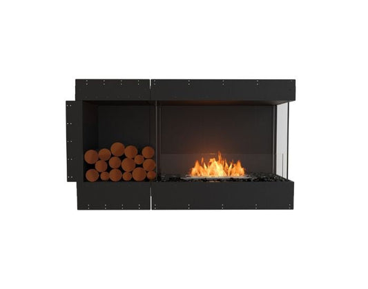 Studio front view of the EcoSmart Fire Flex 50RC.BXL Right Corner Fireplace Insert with flaps