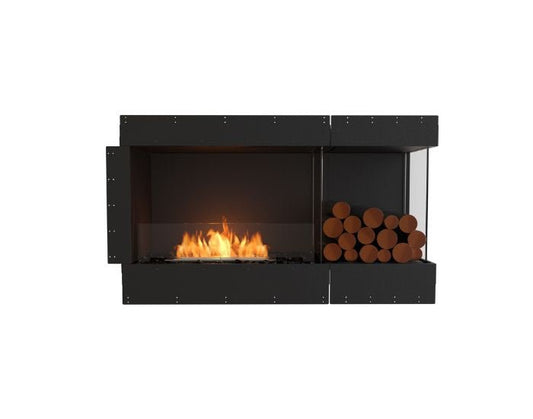 Studio front view of the EcoSmart Fire Flex 50RC.BXR Right Corner Fireplace Insert with flaps