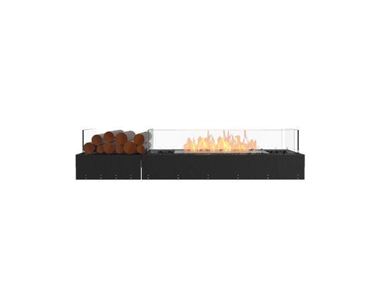 Studio front view of the EcoSmart Fire Flex 60BN.BX1 Bench Fireplace Insert with flaps