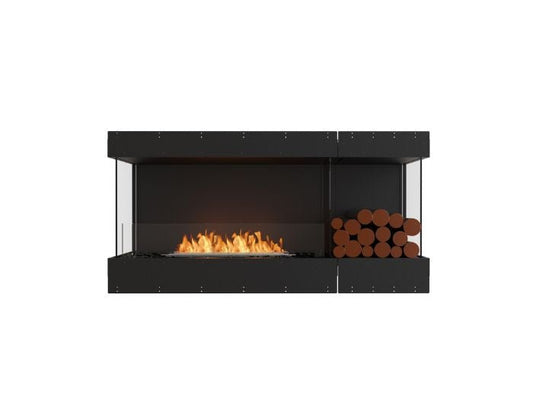 Studio front view of the EcoSmart Fire Flex 60BY.BXR Bay Fireplace Insert with flaps