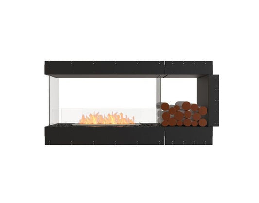 Studio front view of the EcoSmart Fire Flex 60PN.BXR Peninsula Fireplace Insert with flaps
