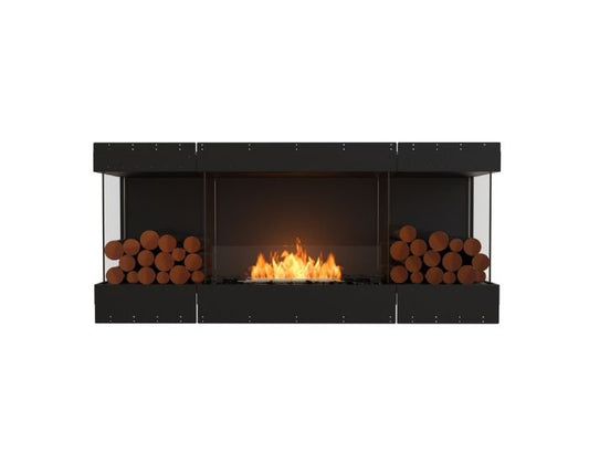 Studio front view of the EcoSmart Fire Flex 68BY.BX2 Bay Fireplace Insert with flaps