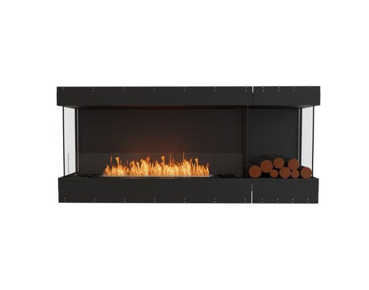Studio front view of the EcoSmart Fire Flex 68BY.BXR Bay Fireplace Insert with flaps