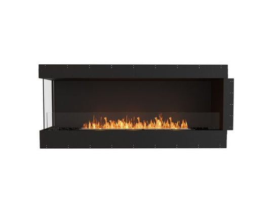 Studio front view of the EcoSmart Fire Flex 68LC Left Corner Fireplace Insert with flaps