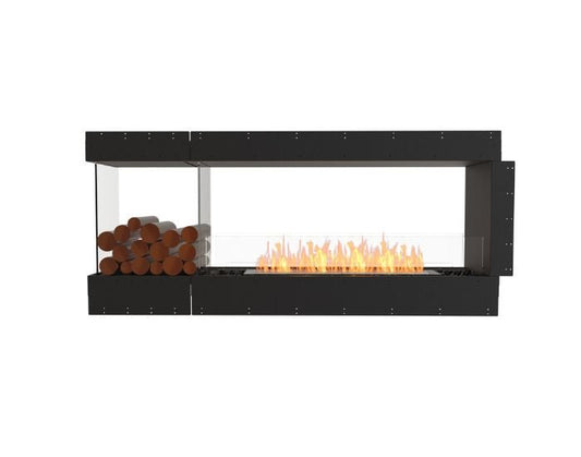 Studio front view of the EcoSmart Fire Flex 68PN.BXL Peninsula Fireplace Insert with flaps