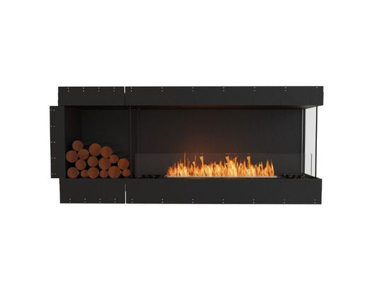 Studio front view of the EcoSmart Fire Flex 68RC.BXL Right Corner Fireplace Insert with flaps
