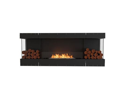 Studio front view of the EcoSmart Fire Flex 78BY.BX2 Bay Fireplace Insert with flaps