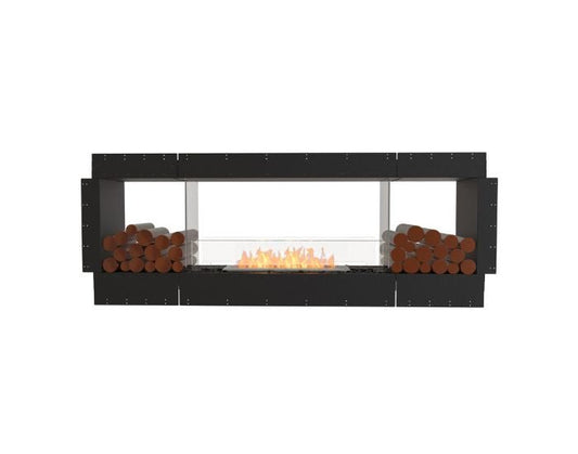 Studio front view of the EcoSmart Fire Flex 78DB.BX2 Double Sided Fireplace Insert with flaps