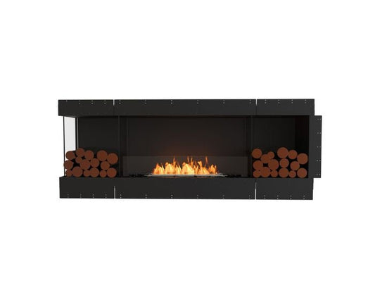 Studio front view of the EcoSmart Fire Flex 78LC.BX2 Left Corner Fireplace Insert with flaps