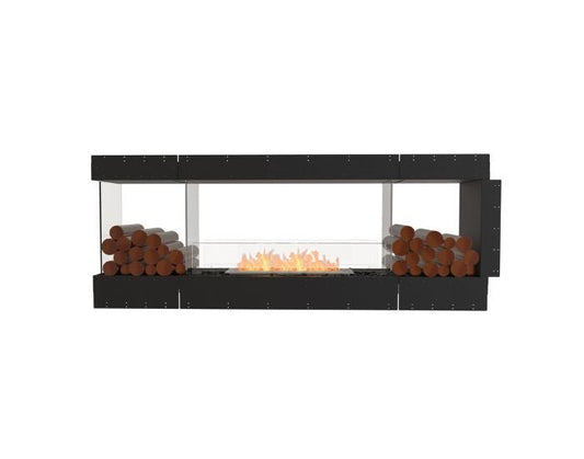 Studio front view of the EcoSmart Fire Flex 78PN.BX2 Peninsula Fireplace Insert with flaps