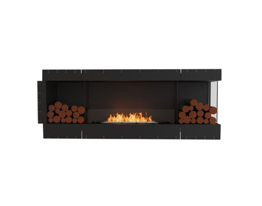 Studio front view of the EcoSmart Fire Flex 78RC.BX2 Right Corner Fireplace Insert with flaps