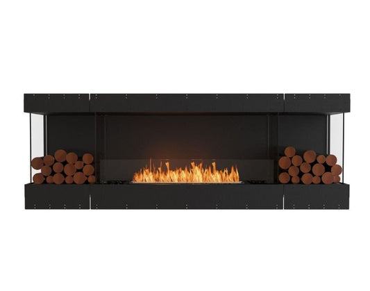 Studio front view of the EcoSmart Fire Flex 86BY.BX2 Bay Fireplace Insert with flaps