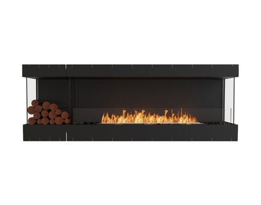 Studio front view of the EcoSmart Fire Flex 86BY.BXL Bay Fireplace Insert with flaps