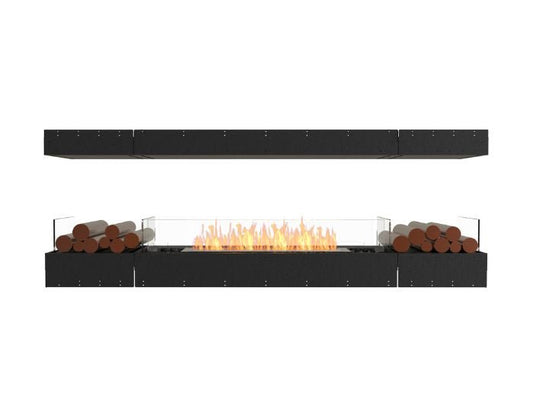 Studio front view of the EcoSmart Fire Flex 86IL.BX2 Island Fireplace Insert with flaps