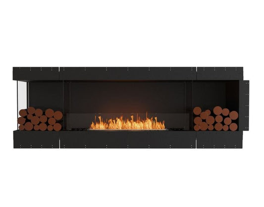 Studio front view of the EcoSmart Fire Flex 86LC.BX2 Left Corner Fireplace Insert with flaps