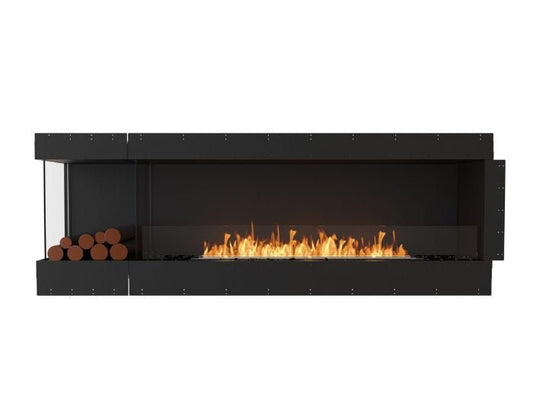 Studio front view of the EcoSmart Fire Flex 86LC.BXL Left Corner Fireplace Insert with flaps