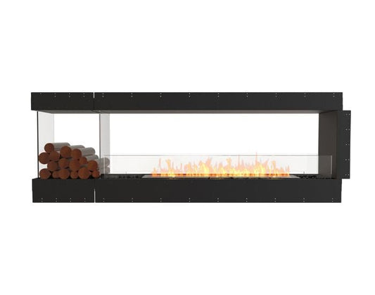 Studio front view of the EcoSmart Fire Flex 86PN.BXL Peninsula Fireplace Insert with flaps