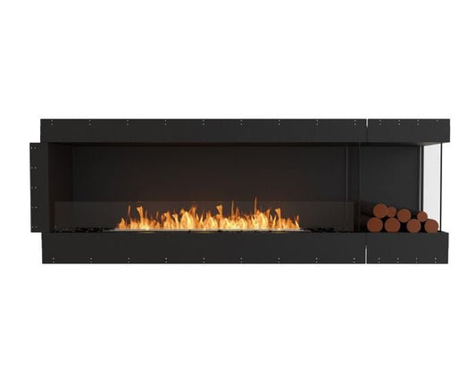 Studio front view of the EcoSmart Fire Flex 86RC.BXR Right Corner Fireplace Insert with flaps