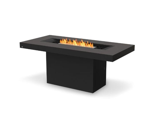 Studio view of the EcoSmart Fire Gin 90 (Bar) Bioethanol Fire Pit Table in the colour graphite with a stainless steel burner
