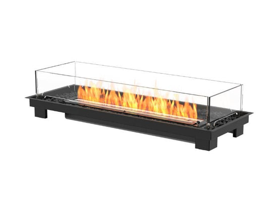 Studio view of the EcoSmart Fire Linear 50 Bioethanol Fire Pit Kit in the colour black