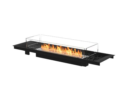 Studio view of the EcoSmart Fire Linear Curved 65 Bioethanol Fire Pit Kit in the colour black