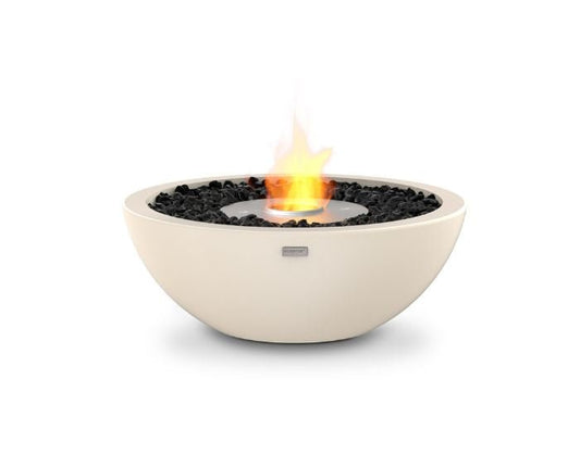 Studio view of the EcoSmart Fire Mix 600 Bioethanol Fire Pit Bowl in the colour bone with a stainless steel burner