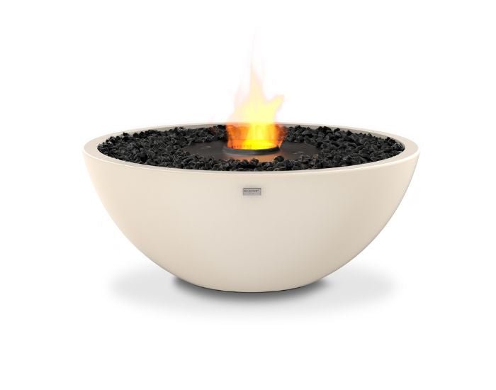 Studio view of the EcoSmart Fire Mix 850 Bioethanol Fire Pit Bowl in the colour bone with a black burner