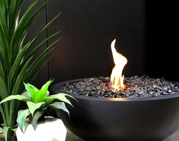 Up close view of the EcoSmart Fire Mix 850 Bioethanol Fire Pit Bowl in the colour graphite