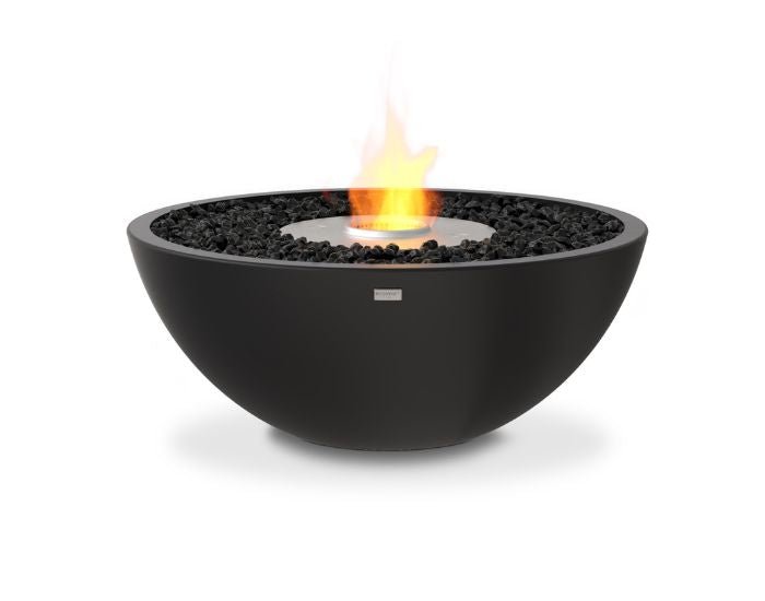 Studio view of the EcoSmart Fire Mix 850 Bioethanol Fire Pit Bowl in the colour graphite with a stainless steel burner
