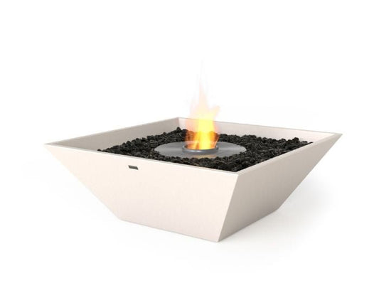 Studio view of the EcoSmart Fire Nova 850 Bioethanol Fire Pit Bowl in the colour bone with a stainless steel burner